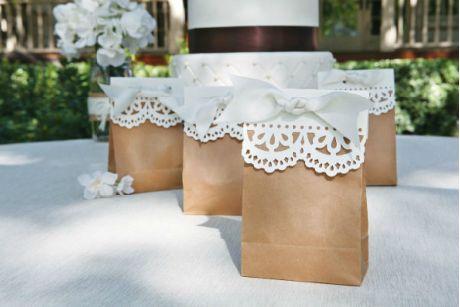 Bits & pieces, favours, brown paper, lace, ribbon