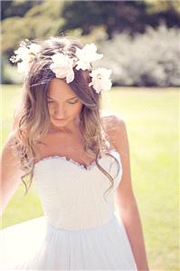 hair, floral crown, long, loose