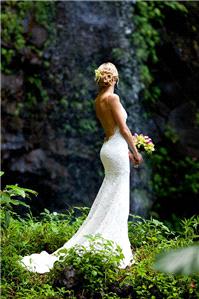 Attire. dress, backless, lace, long