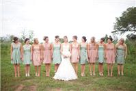 Attire. bridesmaid, dress, cocktail, pink, green