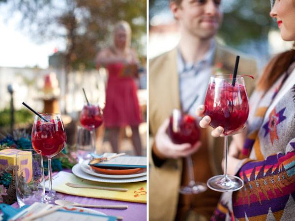 Venue decoration, red coctails