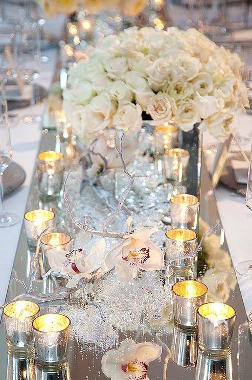 Winter wedding table arrangements