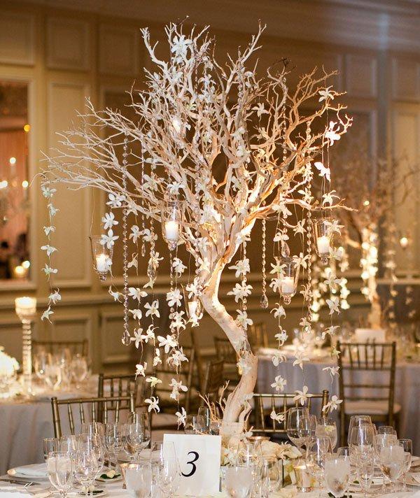 Winter wedding table arrangements