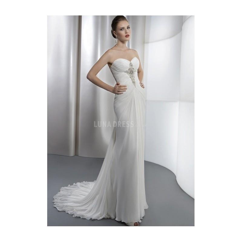 My Stuff, Chic Sheath/ Column Sweetheart Chiffon Floor Length Wedding Dress With Beading - Compellin