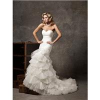 Gefaltete Mermaid Brautkleid mit Organza Fan Rock und schulterfreies Sweetheart Halsausschnitt - Fes