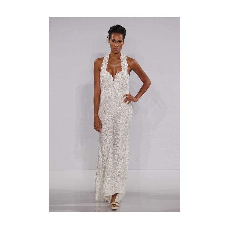 My Stuff, Pnina Tornai - Fall 2012 - Sleeveless Floral Lace Sheath Wedding Dress with Halter Straps