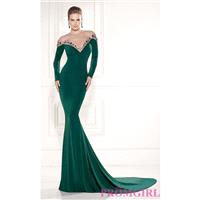 Long Sleeve Tarik Ediz Evening Gown - Brand Prom Dresses|Beaded Evening Dresses|Unique Dresses For Y