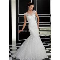 Retro Mermaid Lace Floor Length Jewel Neck Wedding Dress With Appliques - Compelling Wedding Dresses