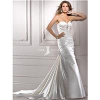 Passen und Flare Stretch Satin Brautkleid Plissee Bodice Sweetheart Halsausschnitt - Festliche Kleid