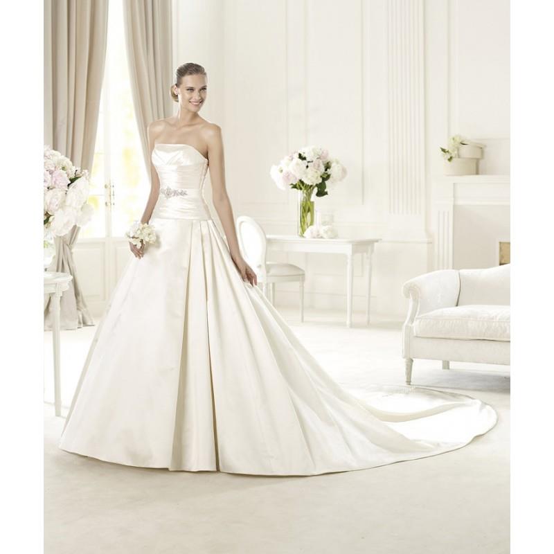 My Stuff, Simple A-line Strapless Beading Chapel Train Satin or Taffeta Wedding Dresses - Dressesula