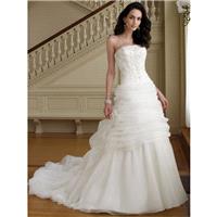 Perfekte Perlen schulterfreies Organza Ball Gown Hochzeitskleid mit drapierten Unterrock abnehmen -