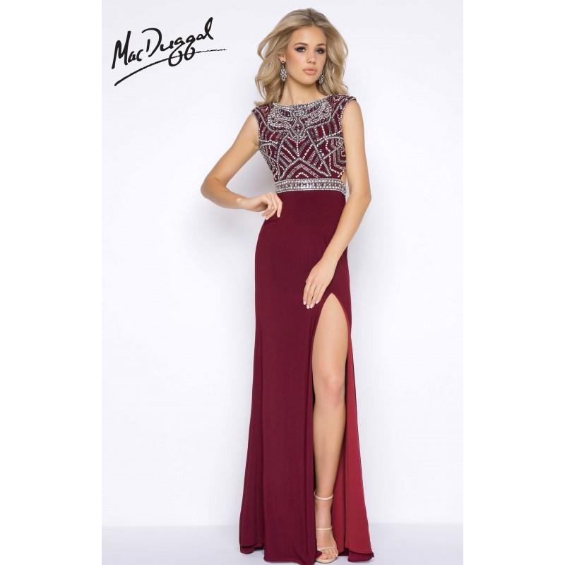 My Stuff, Burgundy Cassandra Stone 40611A - Fitted Sleeveless Long High Slit Open Back Dress - Custo