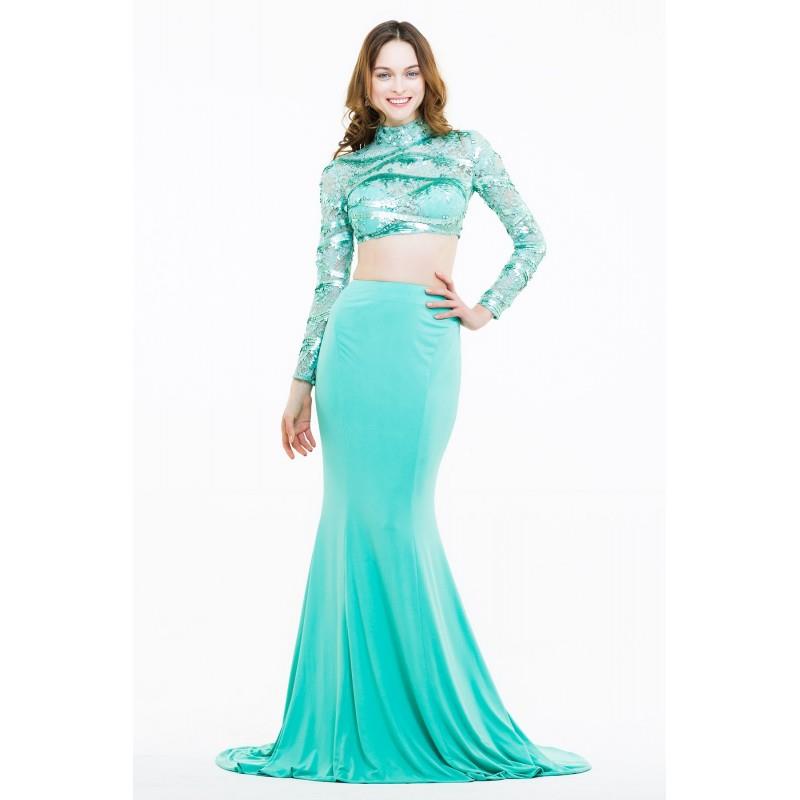 My Stuff, High Neck Long Sleeve Beach Two Piece Prom Dress Charming - dressosity.com