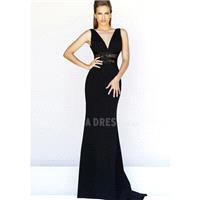 Graceful Sheath/ Column Floor Length V Neck Empire Waist Sleeveless Chiffon Prom Evening Dresses - C