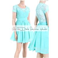 Plus Size Mint/ Lace/Bridesmaid / Wedding Party / Cocktail / Evening / Prom / Graduation dress - Han