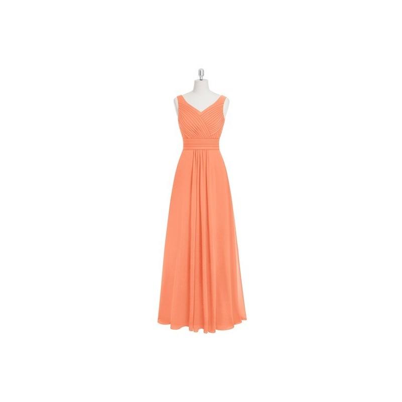 My Stuff, Papaya Azazie Pierrette - V Neck V Back Chiffon Floor Length Dress - Charming Bridesmaids