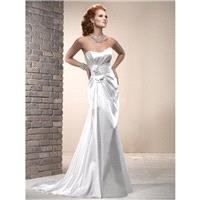 Satin Mantel plissierten Mieder Brautkleid mit Natur-Taille und Scoop Halsausschnitt - Festliche Kle