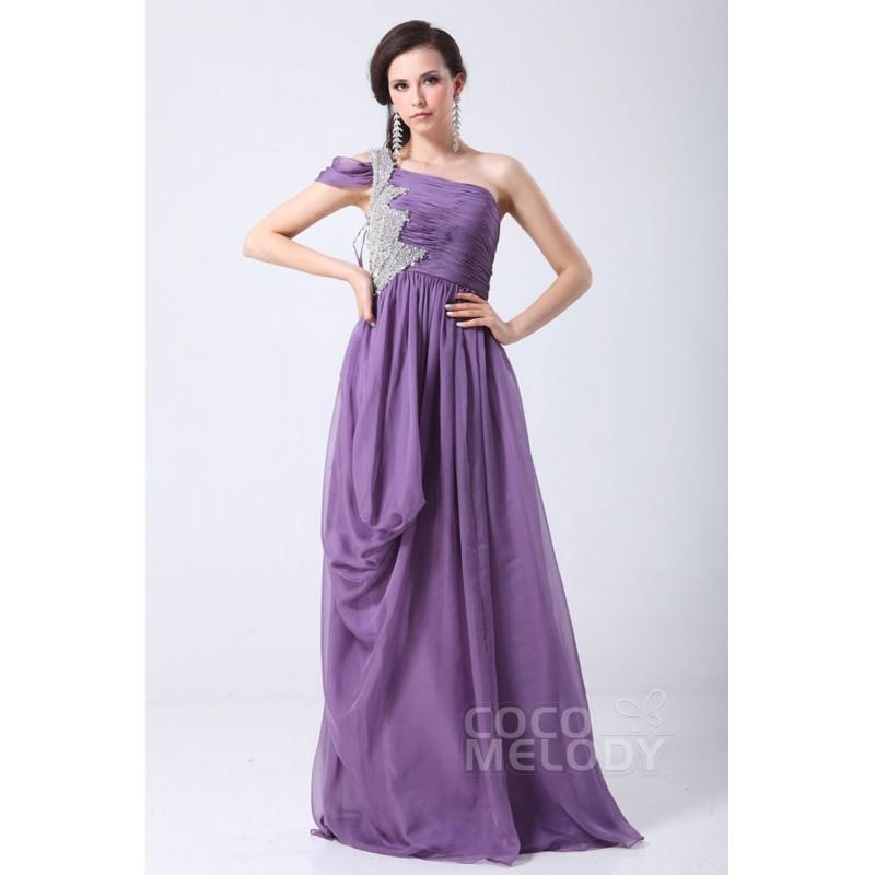 My Stuff, Pretty Sheath-Column One Shoulder Floor Length Chiffon Mother of The Bride Dress COSF14060