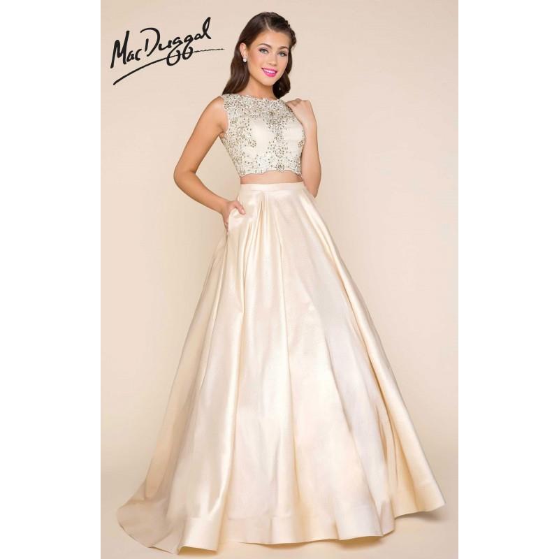 My Stuff, Gold Mac Duggal 77124H - 2-piece A Line Sleeveless Long Pockets Dress - Customize Your Pro