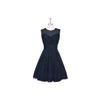 Dark_navy Azazie Scarlett - Scoop Knee Length Chiffon Illusion Dress - Charming Bridesmaids Store