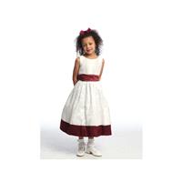 Burgundy Flower Girl Dress - Sleeveless Shantung w/ Sash Style: D2160 - Charming Wedding Party Dress