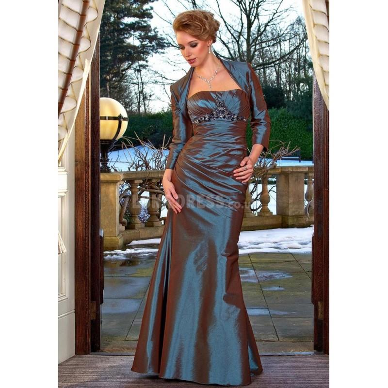 My Stuff, Chic Floor Length Strapless Taffeta Green Mother of the Bride Gown - Compelling Wedding Dr