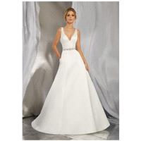 Morilee by Madeline Gardner/Voyage Morena | 6862 - A-Line V-Neck Natural Floor Chapel Satin - Formal