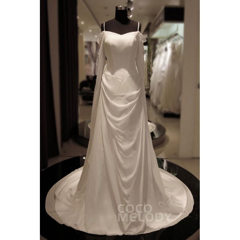 My Stuff, Hot Selling Spaghetti Strap  Court Train Chiffon Ivory Sleeveless Zipper Wedding Dress - T