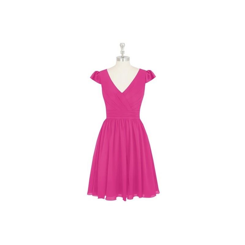 My Stuff, Fuchsia Azazie Kierra - Knee Length Chiffon V Neck Back Zip Dress - Cheap Gorgeous Bridesm