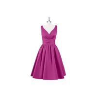 Orchid Azazie Alexandra - V Neck Back Zip Satin Knee Length Dress - Cheap Gorgeous Bridesmaids Store