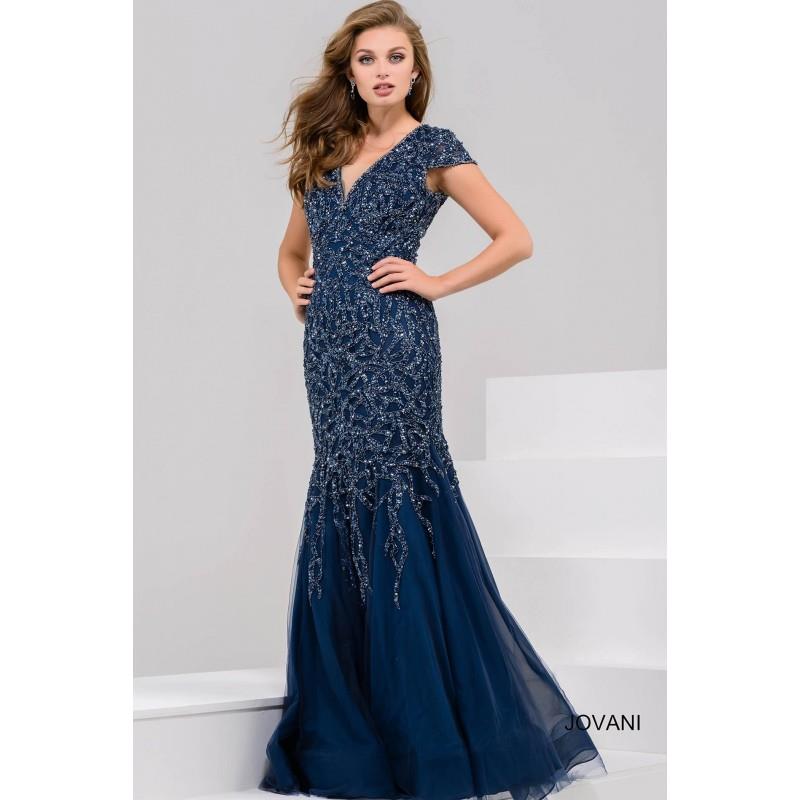 My Stuff, Jovani 32725 Evening Dress - Social and Evenings Jovani Long V Neck Drop Waist, Trumpet Sk