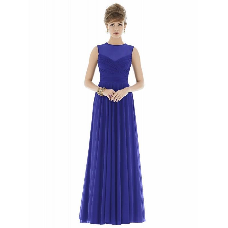 My Stuff, Alfred Sung D677 Bridesmaid Dress - Chiffon Knit Round Long Alfred Sung A Line Bridesmaids