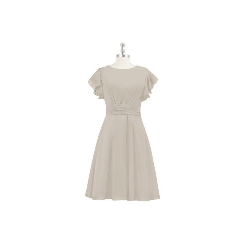 My Stuff, Taupe Azazie Kaylen - Knee Length Side Zip Chiffon Scoop Dress - Charming Bridesmaids Stor