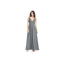 Steel_grey Azazie Maren - V Back V Neck Floor Length Chiffon Dress - Charming Bridesmaids Store