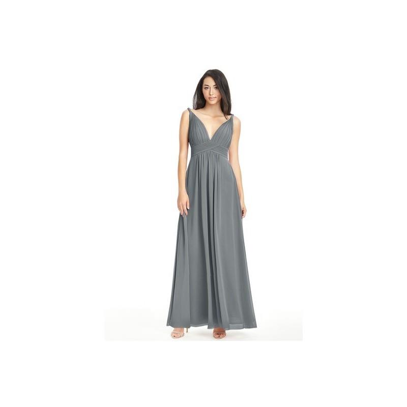 My Stuff, Steel_grey Azazie Maren - V Back V Neck Floor Length Chiffon Dress - Charming Bridesmaids