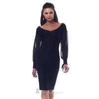 Black Short Sheath Dress with Long Sleeves by NUE by Shani - Color Your Classy Wardrobe