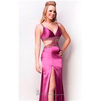 Magenta V-Neckline Charmeuse Gown by Nina Canacci - Color Your Classy Wardrobe