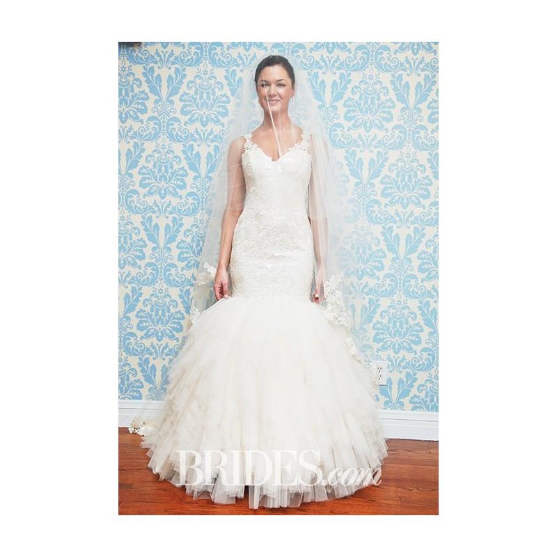 My Stuff, Modern Trousseau - Fall 2015 - Rain Sleeveless Lace Mermaid V Neckline Tulle Skirt Wedding