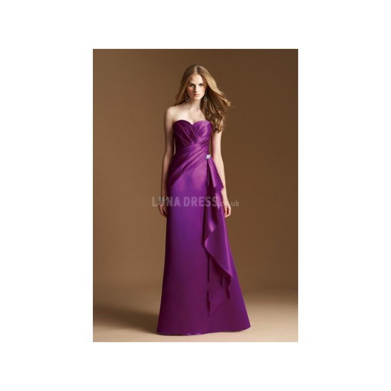 My Stuff, Sweetheart A line Asymmetric Waist Satin Floor Length Bridesmaid Dress With Draping - Comp