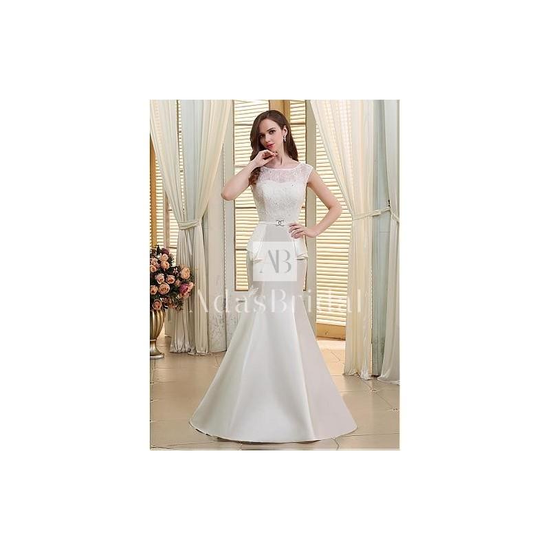 My Stuff, Stunning Lace & Satin Scoop Neckline Mermaid Wedding Dresses - overpinks.com