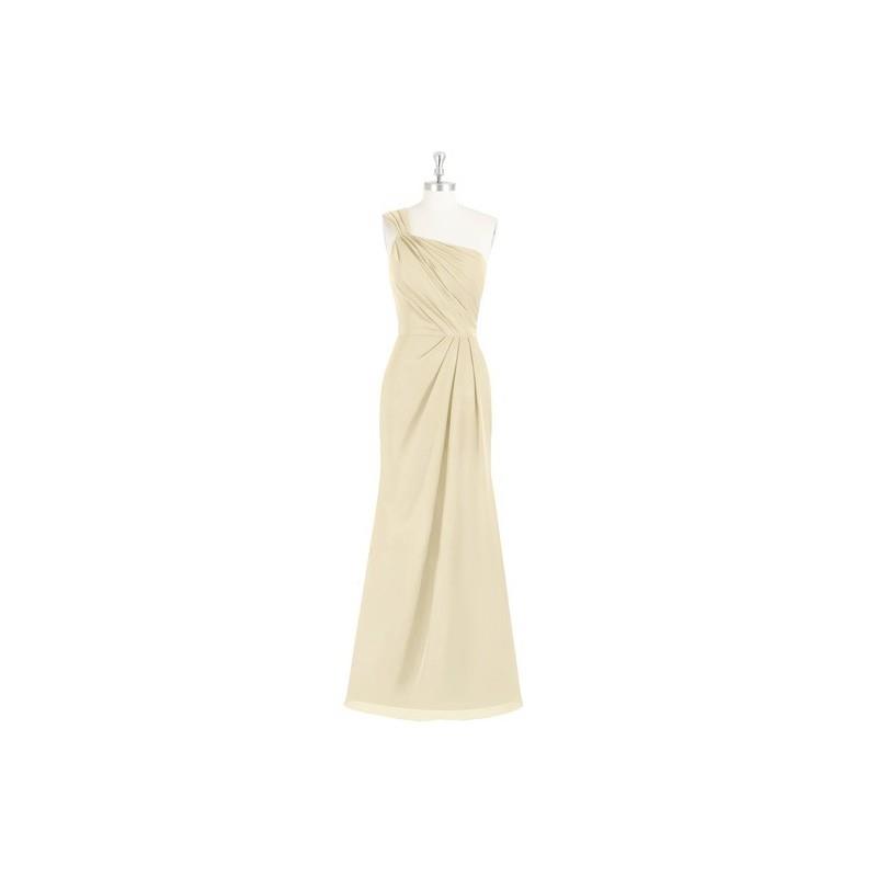 My Stuff, Champagne Azazie Carissa - Floor Length Chiffon One Shoulder Strap Detail Dress - Cheap Go