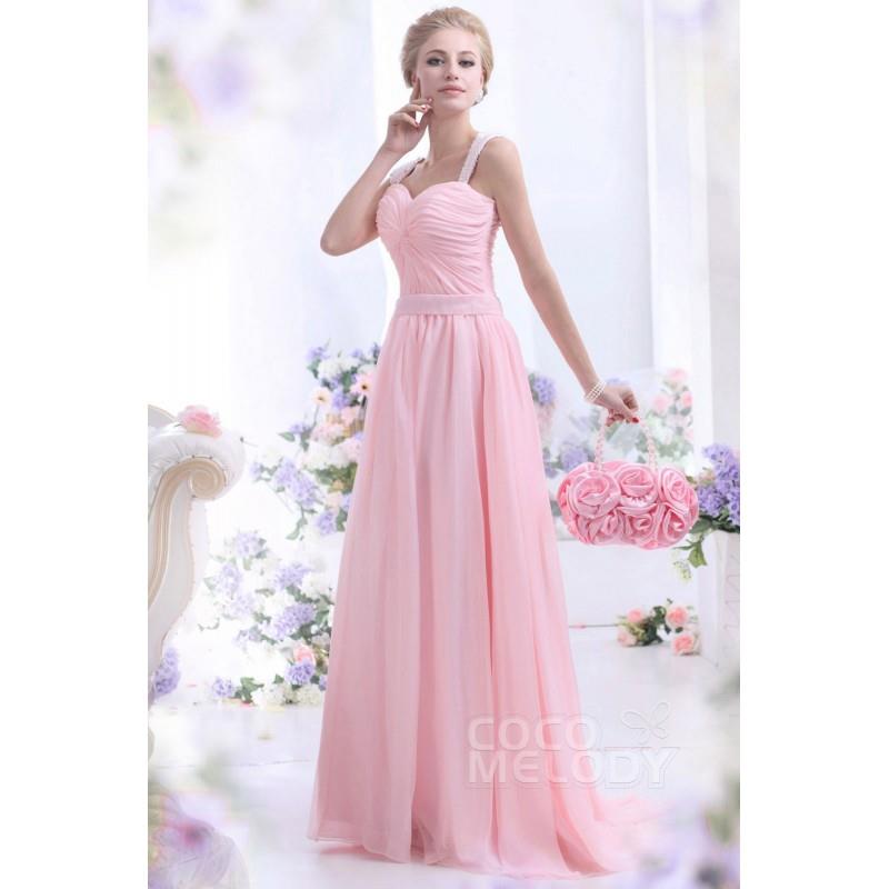 My Stuff, Sweet Sheath-Column Straps Sweep-Brush Train Chiffon Primrose Pink Evening Dress COZT13007