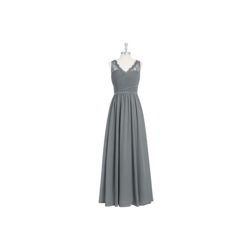 My Stuff, Steel_grey Azazie Beverly - Floor Length Chiffon And Lace V Neck Side Zip Dress - Cheap Go