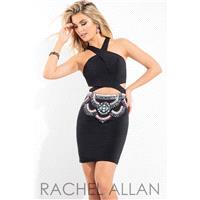 Rachel Allan 4165 Dress - Fitted, Surplice Bodice Halter Homecoming Short Rachel Allan Dress - 2017