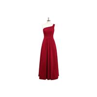 Burgundy Azazie Hermoine - Floor Length One Shoulder Chiffon Strap Detail Dress - Cheap Gorgeous Bri