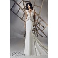 Luxurious Trumpet-Mermaid V-Neck Natural Chapel Train Stretch Crepe Ivory Sleeveless Open Back Weddi