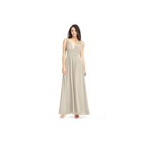 Taupe Azazie Maren - V Back Chiffon Floor Length V Neck Dress - Cheap Gorgeous Bridesmaids Store