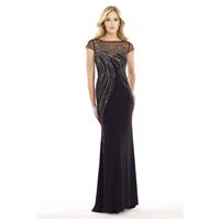 Sheath-Column Illusion Floor Length Jersey Black Cap Sleeve Side Zipper Mother Of The Bride Dress Se