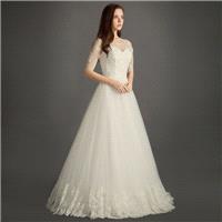 Azazie Chloe simple A round necklace wedding dress lace in the wedding dress bride wedding dress - C