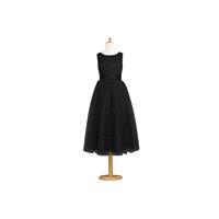 Black Azazie Frankie JBD - Satin And Tulle Back Zip Tea Length Boatneck Dress - Charming Bridesmaids